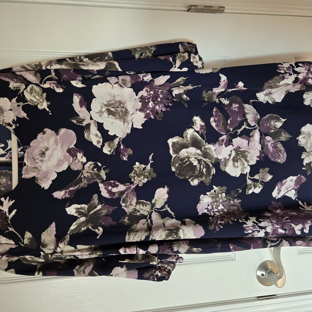 Mia+Tess Floral Print Dress in Dark Blue And Purple